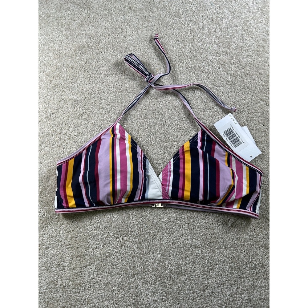 JUSTFAB Women's Multicolor Striped Bikini Top Size S Nylon Padded